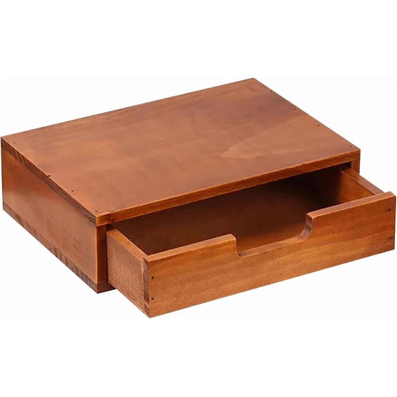 Single Drawer Desktop Storage Organizer in a Modern Wood Design (9.8x6.9x 2.8) Wooden Stackable Drawer Unit - Single Monitor Riser (1-Pack)