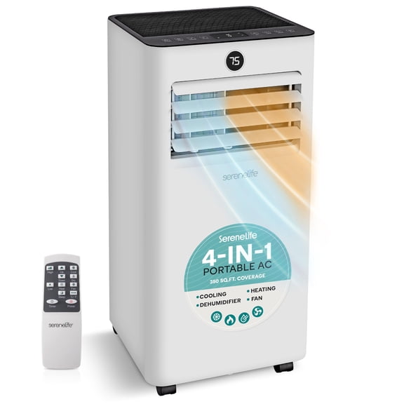 Single Duct Portable Air Conditioner and Heater - 8000 BTU Cooling Capacity (ASHRAE) (White and Black)