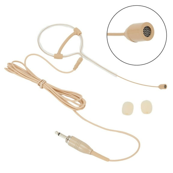 Single Ear Hanging Headphone Microphone Beige Single Earhook Headset Mic Headworn Microphone 3.5mm 3 Pin 4 Pin XLR Plug