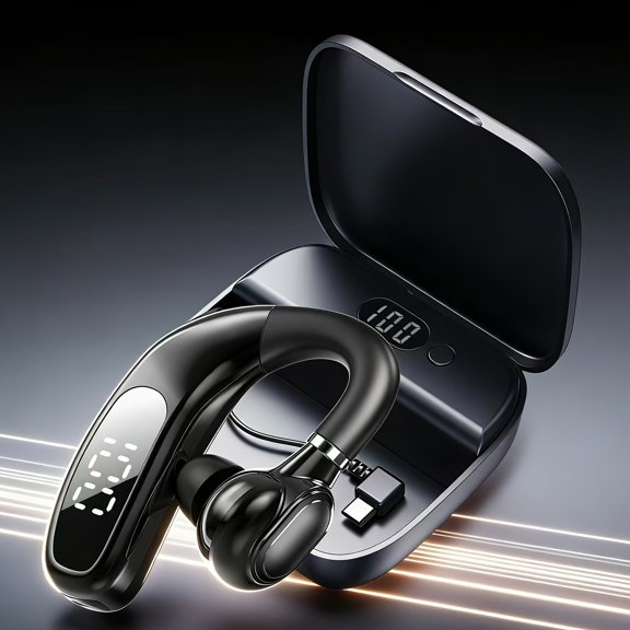 SingleEar InEar & OverEar Convertible Wireless Business Headphone, Stereo Smart NoiseCanceling, Wearable on Either Left or Right Ear, Comfortable Fit for Meetings, Sports, Driving & Cycling