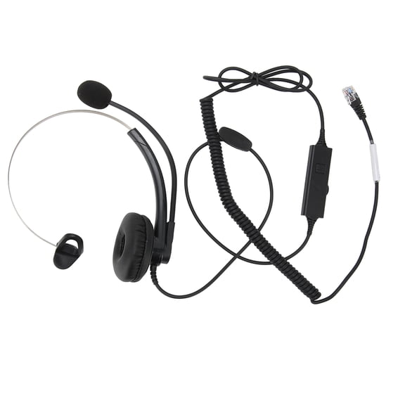 Single Ear Wired Headset Noise Canceling HD Calling Telephone Headset for Call Center Office Business Online Course Crystal Connector
