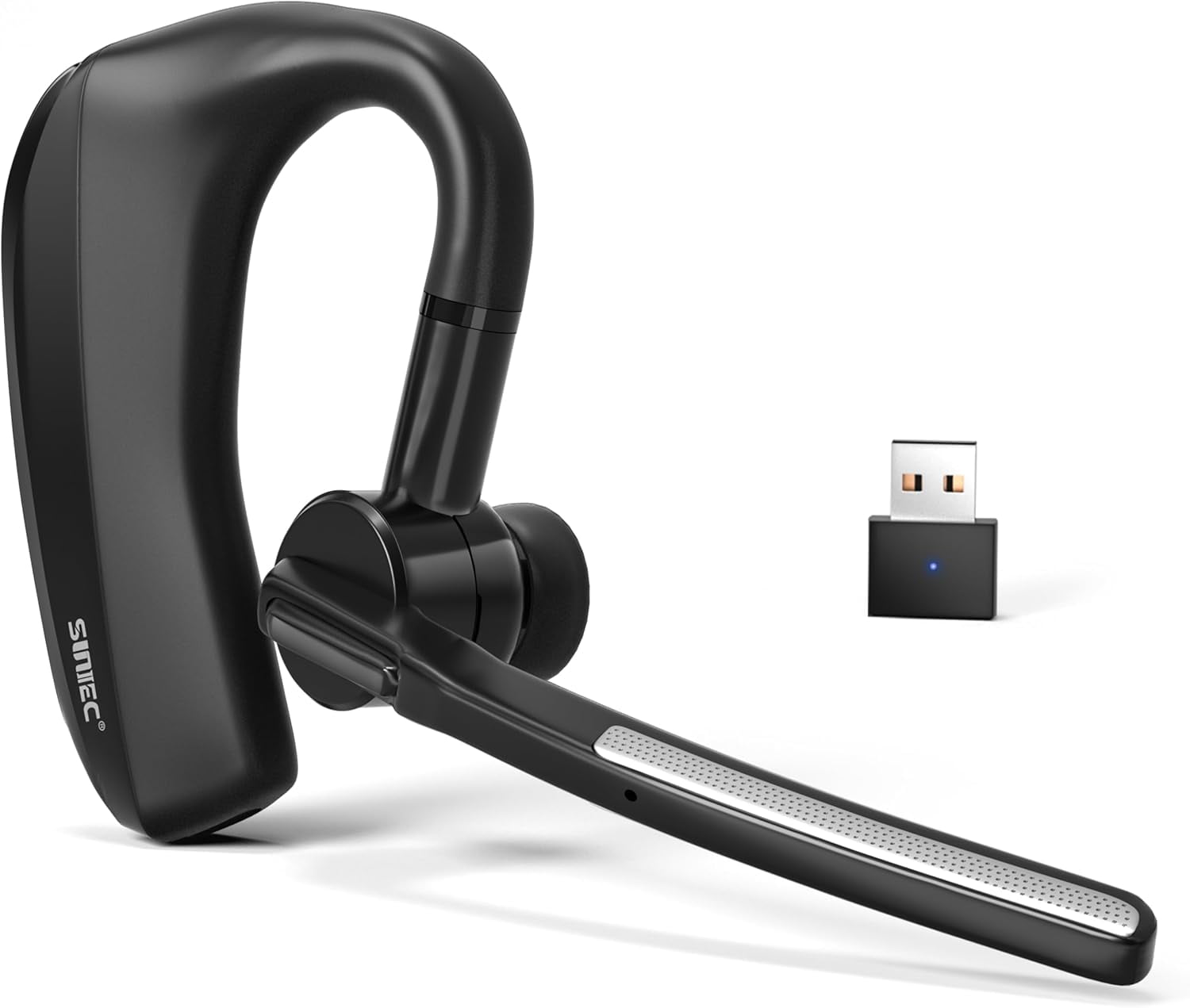 Single Ear Wireless Headset with Mic USB Dongle, Dual Noise