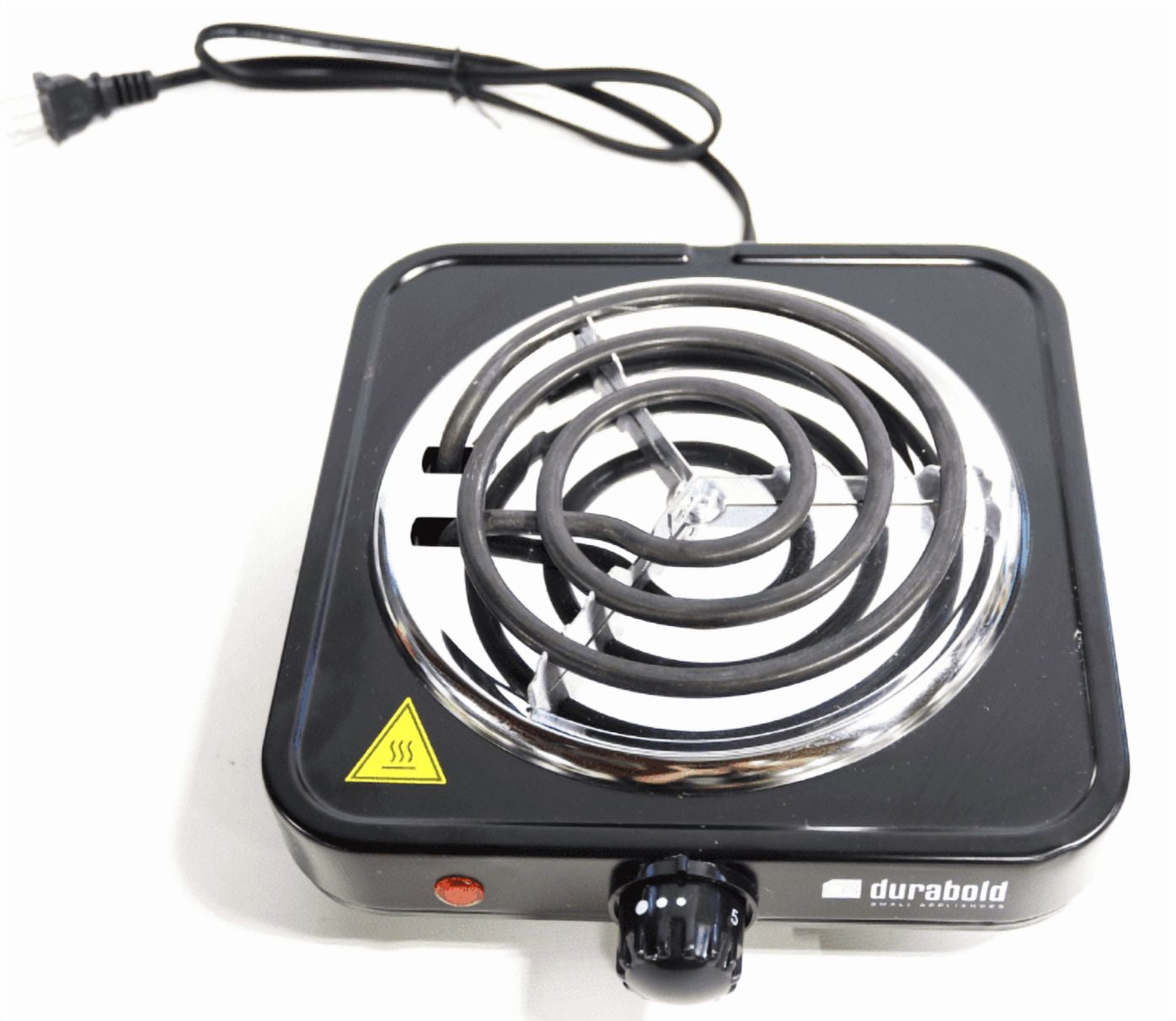 Single Electric Burner 1000W Portable Hot Plate Cast-Iron 7in by Durabold USA, Black