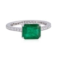 thumbnail image 1 of Single Emerald Stone Solid 18Kt White Gold SI Clarity HI Color Diamond Proposal Ring, 1 of 3