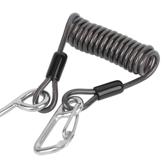 Single-End Drift Diving Hook with 1. Stainless Steel Spring Rope - Marine Grade 316 Metal Accessory for Gear, Black, 13.5cm Length