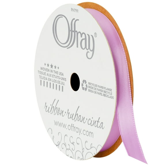 Single Face Satin Ribbon 3/8"X18'-Light Orchid, Pk 3, Offray