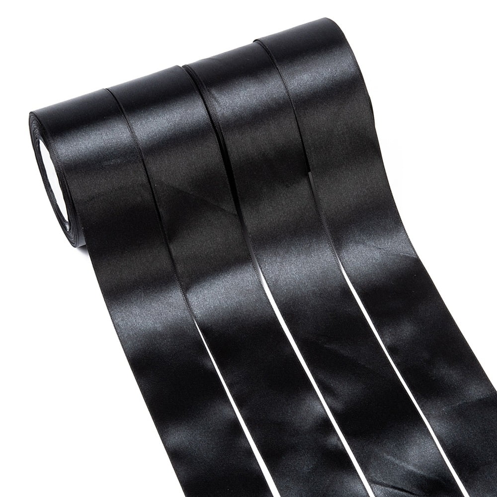 Single Face Satin Ribbon Polyester Ribbon Black 2 inch(50mm) about 25yards/roll(22.86m/roll) 100yards/group(91.44m/group) 4rolls/group
