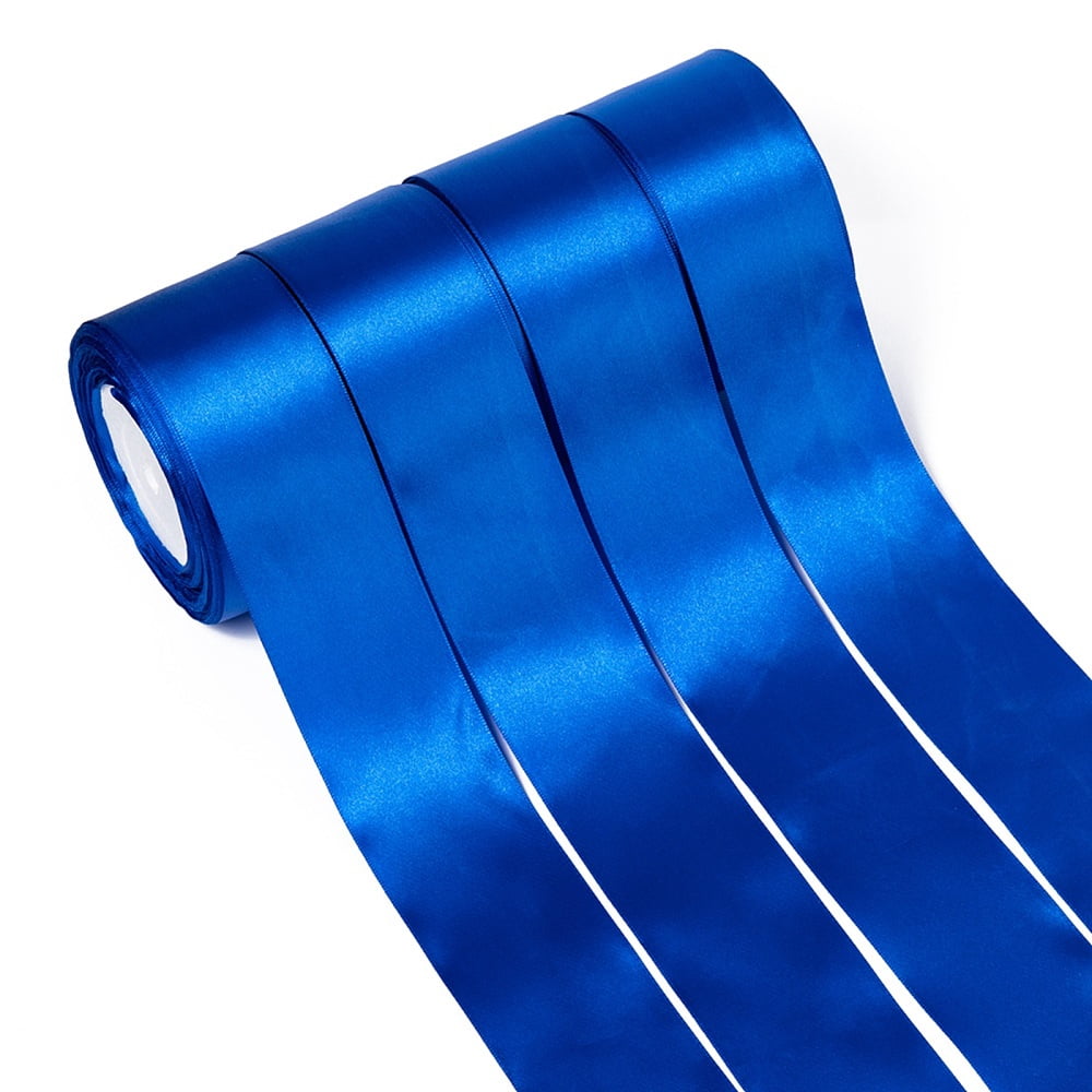 Single Face Satin Ribbon Polyester Ribbon Blue 2 inch(50mm) 25yards/roll(22.86m/roll) 100yards/group(91.44m/group) 4rolls/group