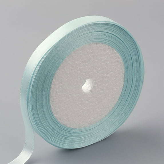 Single Face Satin Ribbon Polyester Ribbon Breast Cancer Pink Awareness Ribbon Light Cyan 3/8 inch(10mm) about 25yards/roll(22.86m/roll) 10rolls/group 250yards/group(228.6m/group)