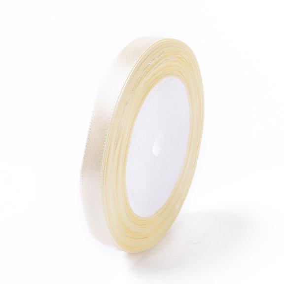 Single Face Satin Ribbon Polyester Ribbon Breast Cancer Pink Awareness Ribbon Making Materials Valentines Day Gifts boxes Packages Beige 10mm(3/8 inch)