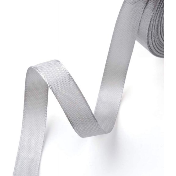 Single Face Satin Ribbon Polyester Ribbon Breast Cancer Pink Awareness Ribbon Making Materials Valentines Day Gifts boxes Packages Light Grey 3/8 inch(10mm)
