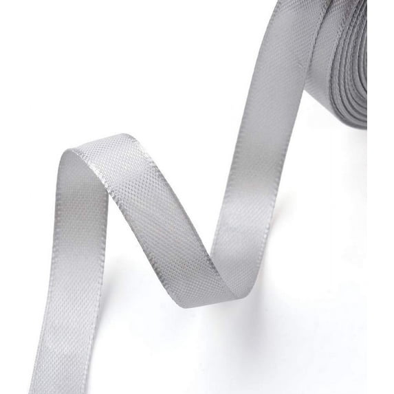 Single Face Satin Ribbon Polyester Ribbon Breast Cancer Pink Awareness Ribbon Making Materials Valentines Day Gifts boxes Packages Light Grey 3/8 inch(10mm)