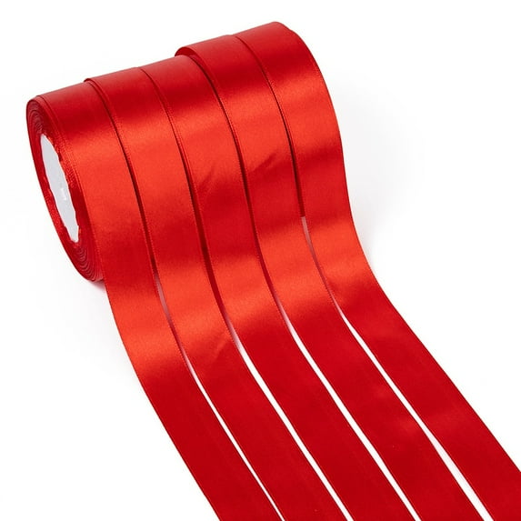 Single Face Satin Ribbon Polyester Ribbon Christmas Ribbon Red 1 inch(25mm) wide 25yards/roll(22.86m/roll) 5rolls/group 125yards/group(114.3m/group)