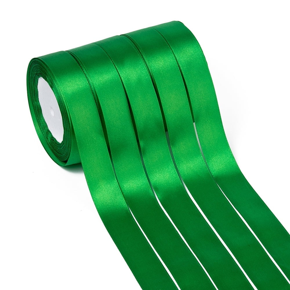 Single Face Satin Ribbon Polyester Ribbon Green 1 inch(25mm) wide 25yards/roll(22.86m/roll) 5rolls/group 125yards/group(114.3m/group)