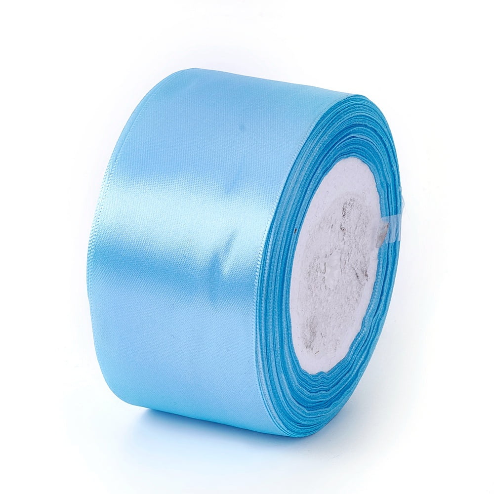 Single Face Satin Ribbon Polyester Ribbon Sky Blue 2 inch(50mm) about 25yards/roll(22.86m/roll) 100yards/group(91.44m/group) 4rolls/group DIY