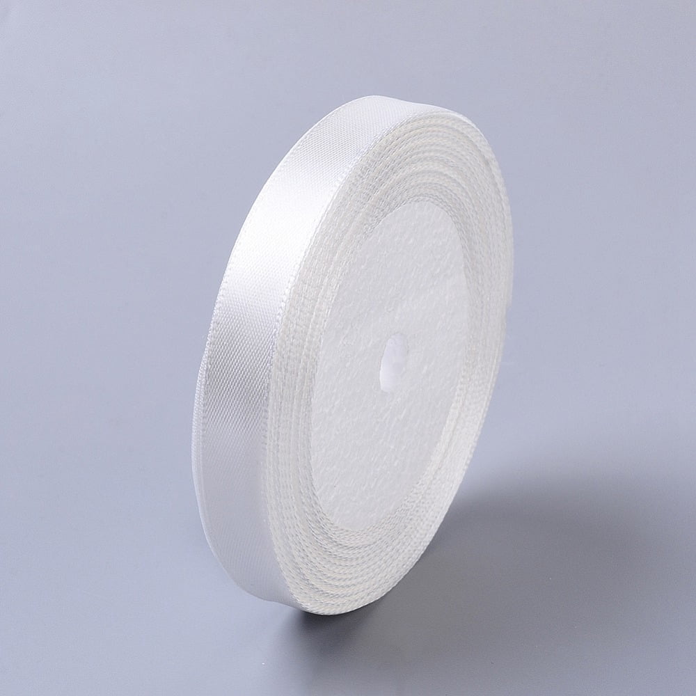 Single Face Satin Ribbon Polyester Ribbon White 1/2 inch(12mm) about 25yards/roll(22.86m/roll) 250yards/group(228.6m/group) 10rolls/group