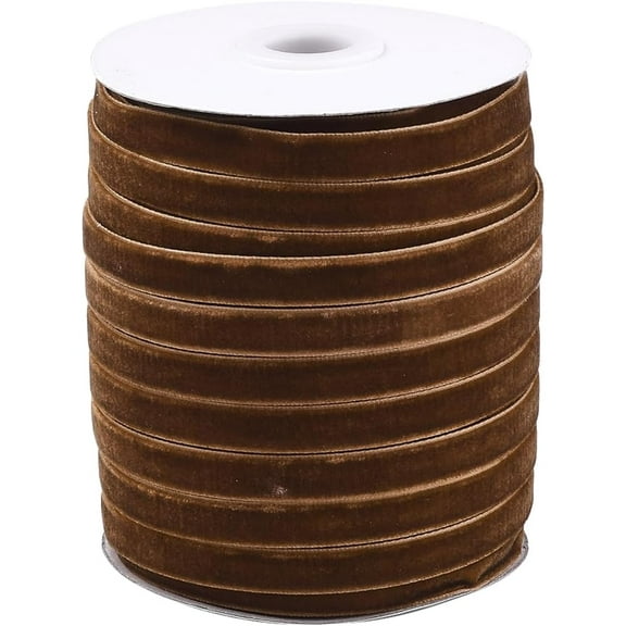 Single Face Velvet Ribbon Saddle Brown 3/8 inch(9.5~10mm) 50yards/roll(45.72m/roll)