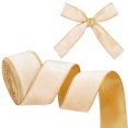 thumbnail image 1 of Single Face Velvet Wired Ribbon Gold Edged Polyester Back Ribbon for Bowknot Making White 2-3/8 inch(60mm) 10 yards, 1 of 6