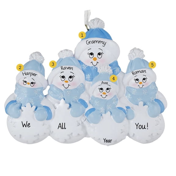 Single Family Snowmen 4 Personalized Christmas Ornament DO-IT-YOURSELF