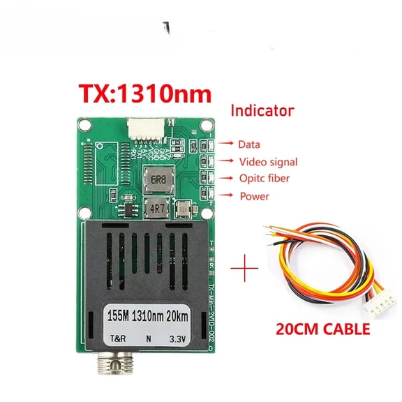 ‌ Single-Fiber FC/UPC Video & Serial Data Converter - 1CH Analog + UART/TTL/SBUS, 20km SMF, 5.5V-26V