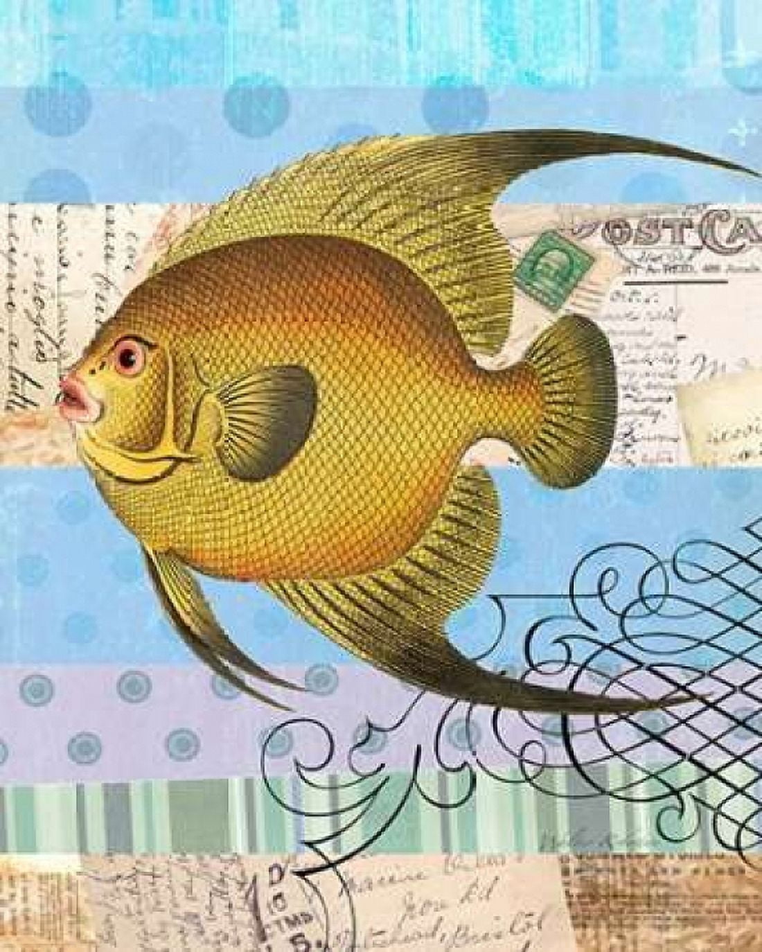 Single Fish Flourish Canvas Art - Walter Robertson (24 x 30)