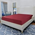 thumbnail image 1 of Single Fitted Sheet, Deep Pocket Solid Design, Polyester 1500 , Queen Burgundy, 1 of 5