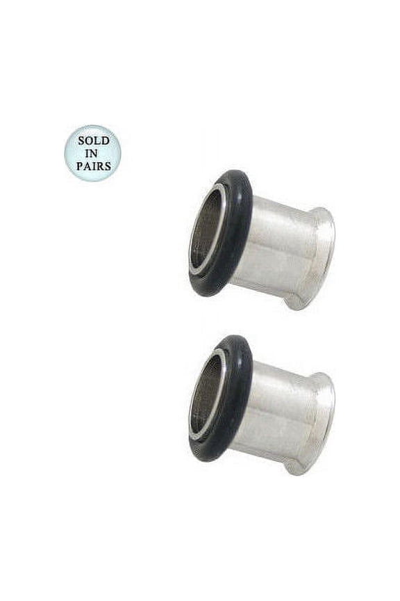 Single Flare Surgical Steel Tunnel Ear Plugs Eyelet with O Ring - 00G to 7/16"