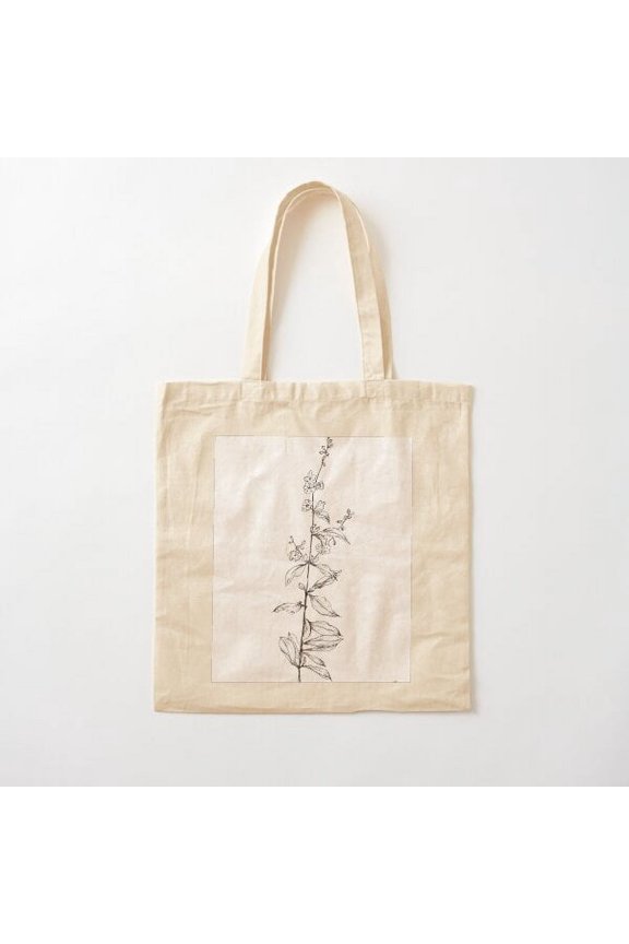 Single Flower Stem Canvas Tote Bags, Reusable Shopping Bag