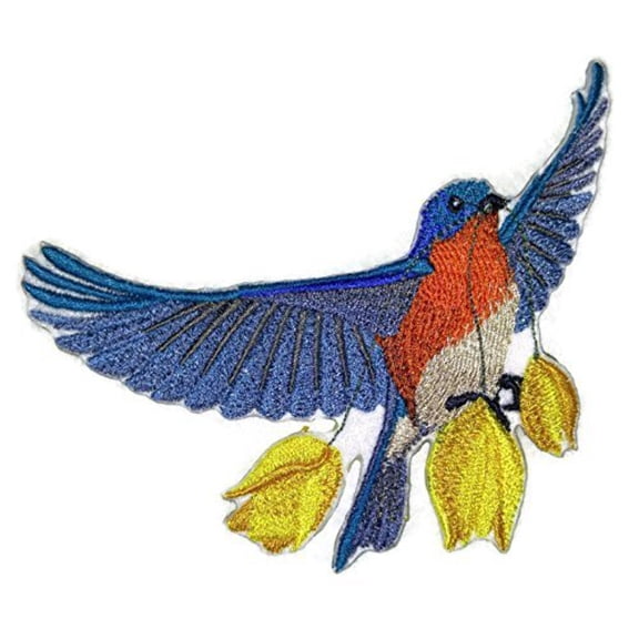 Single Flying Bird Embroidered Iron on/Sew patch [5" X 4.5"]