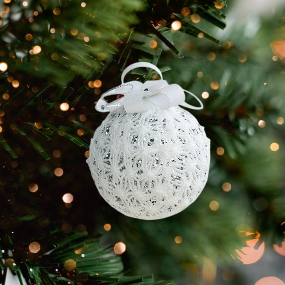 Single Foam Christmas Ball Ornament, 8cm/3.15 Inch Shatterproof Xmas Tree Decor, Lightweight Hanging Decoration for Home, Safe for Kids & Pets White