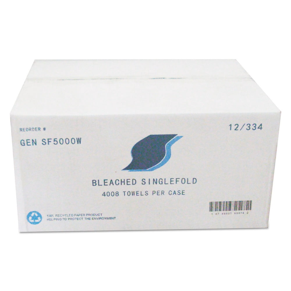 GEN Single-Fold Paper Towels 9 x 9.45 White 334/Pack 12 Packs/Carton SF5000W
