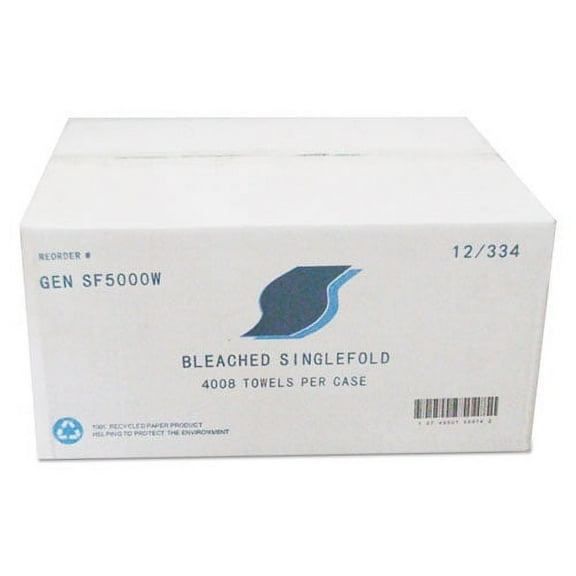 Single-Fold Paper Towels, 9 X 9.45, White, 334/pack, 12 Packs/carton | Bundle of 2