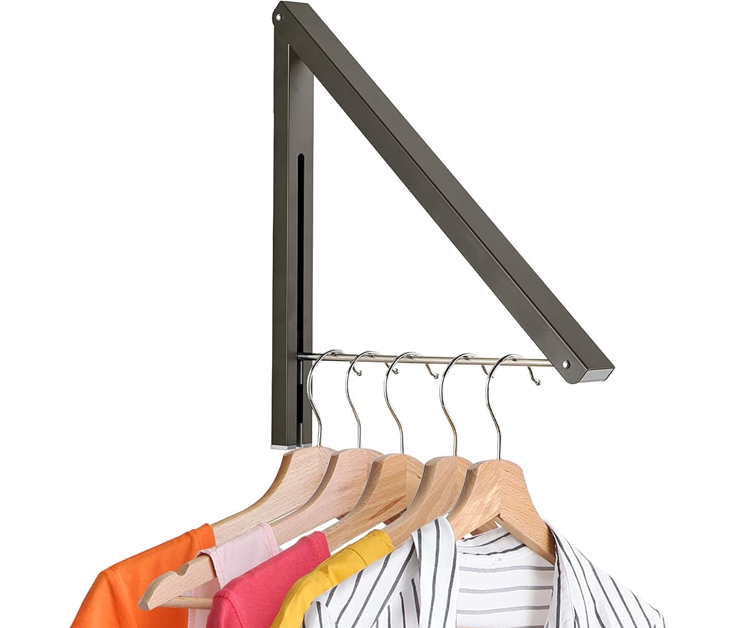 Small Rotating Clothes Rack Single Foldable Clothing Rack, Wall-Mounted Retractable Clothes Hanger ...