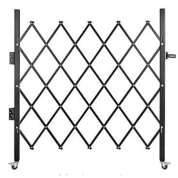 Single Folding Security Door, 50" H x 43" W Portable Flexible Expandable Fence Gate, Steel Accordion Security Gate with 360°Rolling Wheel - Ideal for Courtyards, Garages, Gardens