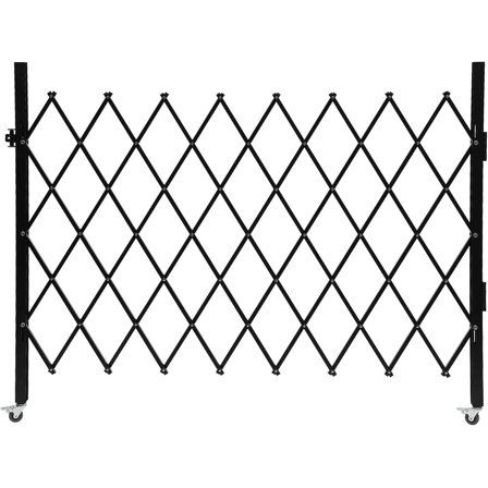 Single Folding Security Gate, 4.27Ft H x 5.45Ft W Iron Accordion Security Gate with 2 Wheels, 180 Degree Rotatable Flexible Expanding Security Gate, Rolling Barricade Gate, Scissor Gate with Padlock