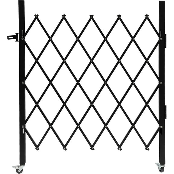 Single Folding Security Gate, 48" H x 37" Rolling Barricade Gate, Flexible Expanding Security Gate,Aluminum Alloy Accordion Security Gate, Scissor Gate/Door with Padlock