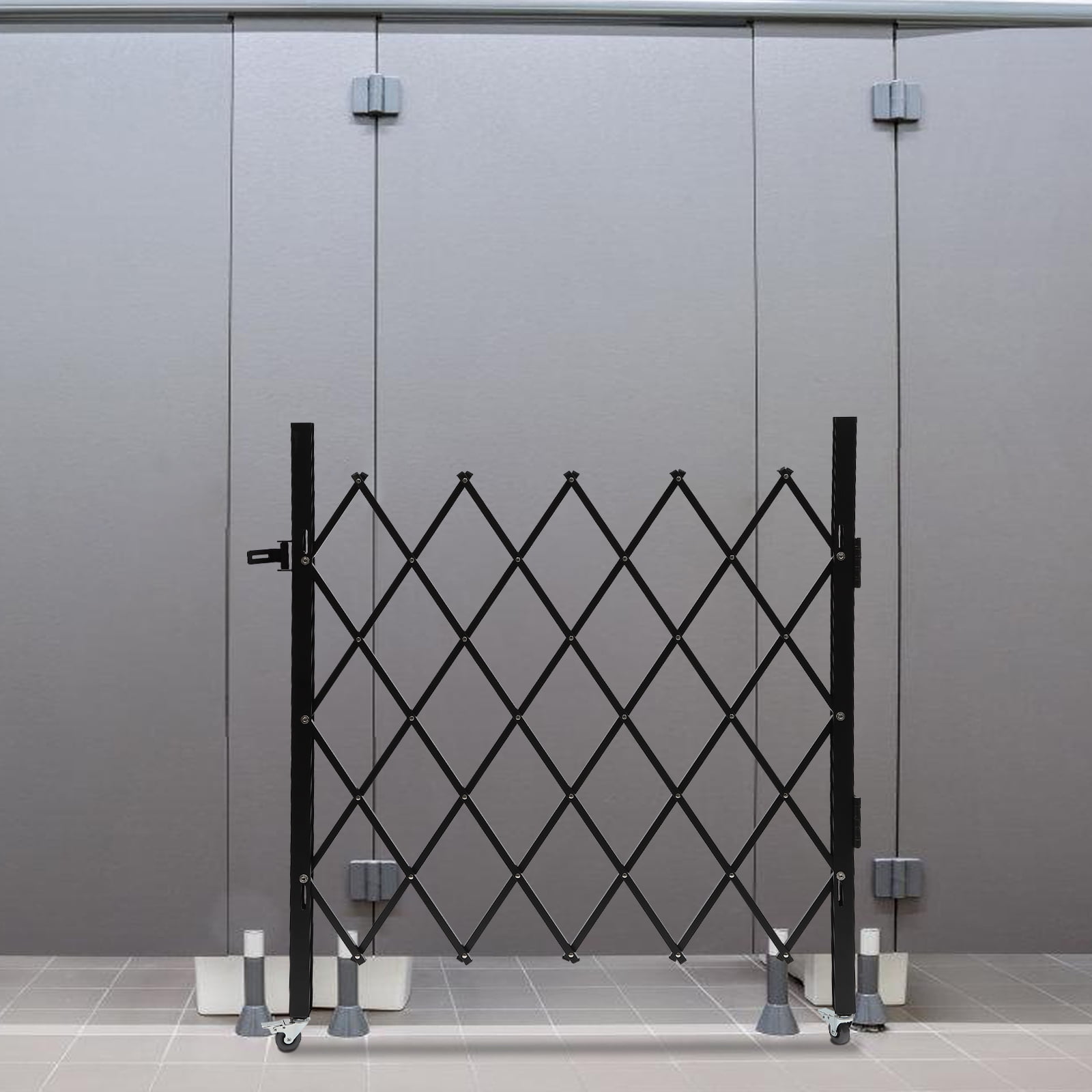 Single Folding Security Gate, 48" H x 37" W Folding Door Gate, Iron Accordion Security Gate, Flexible Expanding Security Gate, Rolling Barricade Gate, Scissor Gate or Door with Padlock