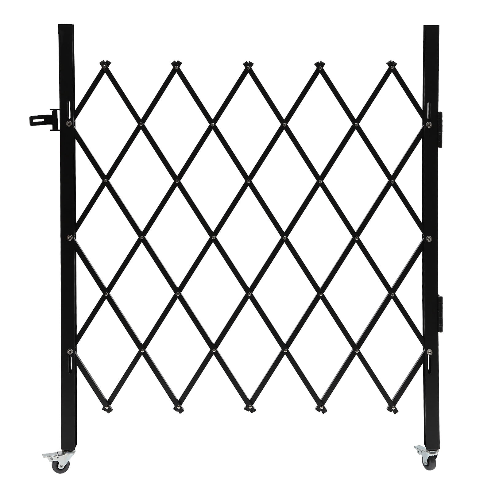 Single Folding Security Gate, 48" H x 37" W Folding Door Gate, Iron Gate, Flexible Expanding Security Gate, Rolling Barricade Gate for Basements, Garages, Storefronts, Kindergartens, and More