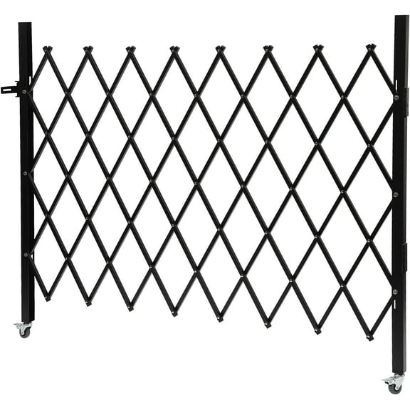 Single Folding Security Gate, 48" H x 66" W Folding Door Gate with Casters, Flexible Expanding Security Gate, 360° Rolling  Gate, Scissor Gate or Door with Padlock (48" H x 66" W)