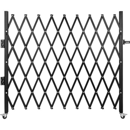 Single Folding Security Gate, 7.1' H x 7.1' W (85 x 85 inch) Heavy-Duty Steel Accordion Gate Expandable Folding Security Barrier, 360 Rolling Scissor Design for Versatile Space Protection
