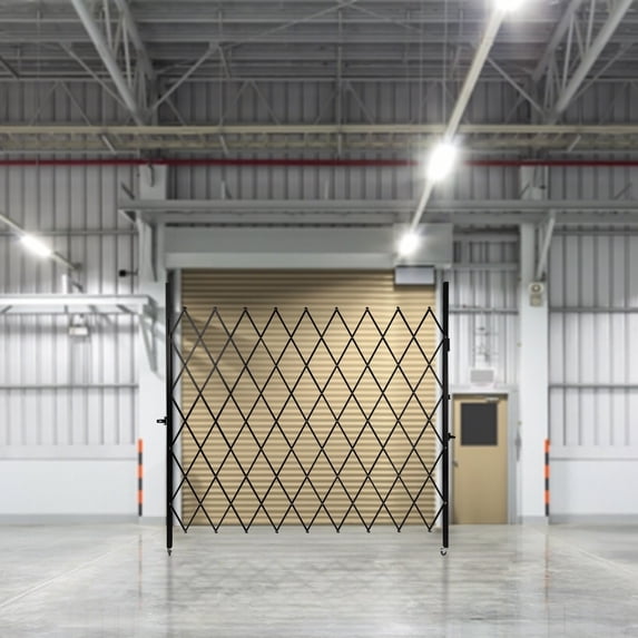 Single Folding Security Gate, 7.22' H x 7.5' W Folding Door Gate, Iron&Aluminum Alloy Accordion Security Gate, Flexible Expanding Security Gate, 180° Rolling Barricade Gate