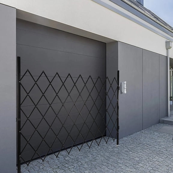 Single Folding Security Gate 7.22' H x 7.5' W Folding Door Gate with Caster Rolling Barricade