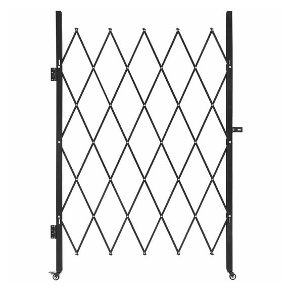 Single Folding Security Gate, Lockable Scissor Gate with 360 Swivel Casters, Outdoor Barricade Steel Retractable Gates, for Entry Security, Garage, Warehouse & Pool, 49.61 x 77.76 in (W x H)