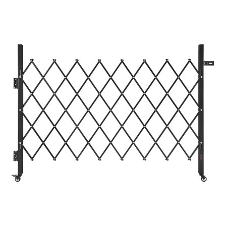 Single Folding Security Gate, Lockable Scissor Gate with 360 Swivel Casters, Outdoor Barricade Steel Retractable Gates, for Entry Security, Garage, Warehouse & Pool, 66.93 x 51.57 in (W x H)