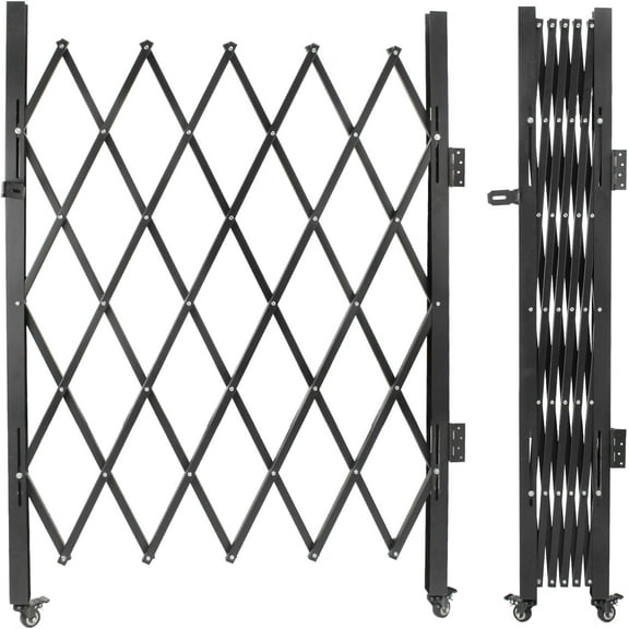 Single Folding Security Gates 72"W x 62"H Accordion Door, Metal Expandable Fence 360Rolling Expanding Outdoor Security Scissor Gate for Courtyards, Garages, Gardens