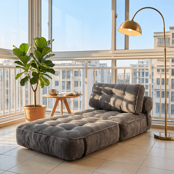 Single Folding Sofa Bed, Convertible Sleeper Chair with Pillow & Back Support, Foldable Mattress Fold‑Out Chair Bed, Portable Comfy Floor Sofa Lounge for Living Room Bedroom