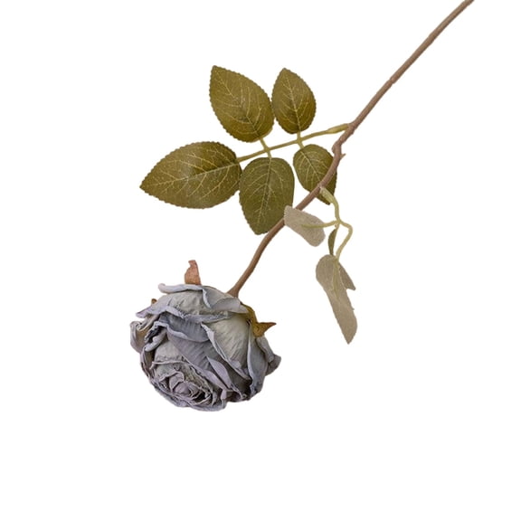 Single Frosted Tipped Rose Artificial Flower, Realistic Rose with Distressed Edges, 15.4-Inch Stem, 10 Color Choices, Modern Home Decor, A Fake Flower