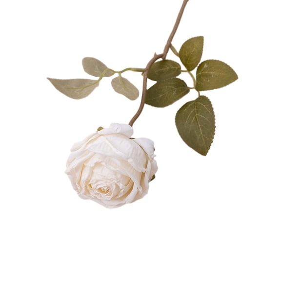 Single Frosted Tipped Rose Artificial Flower, Realistic Rose with Distressed Edges, 15.4-Inch Stem, 10 Color Choices, Modern Home Decor, A Fake Flower