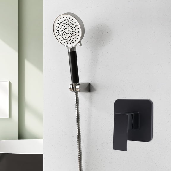 Single-Function Black Shower Handle Valve Trim Kit Shower Valves Wall Mount Brass Faucet Shower Rough-In Valve Bathroom Trim Kit Single Handle Tub Shower Valve Mixer