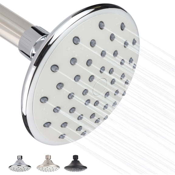 Single Function Shower Head Chrome Fixed Showerhead Easy to Clean 4.33 Inch Face